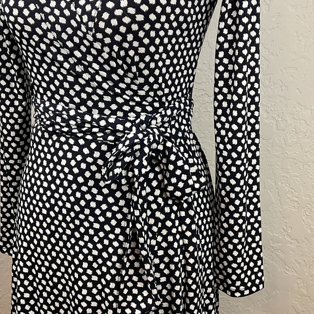 Banana Republic Long Sleeve Black White Polka Dot Wrap Dress Size XS - Picture 9 of 13